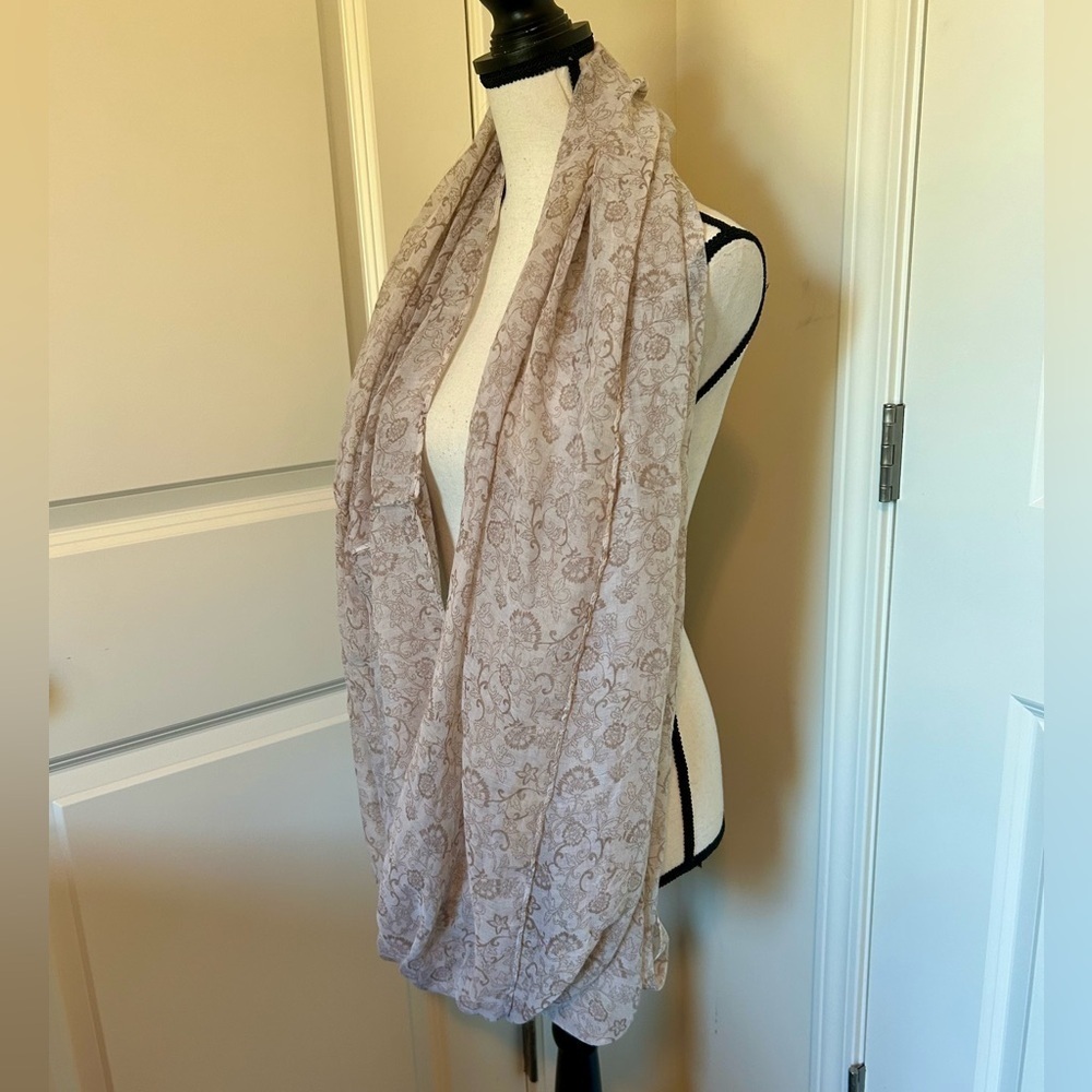 Brown and whites floral infinity scarf
